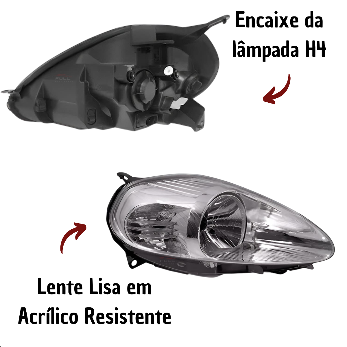 Farol Fiat Punto 2007 2008 2009 2010 2011 2012 Cromado LD