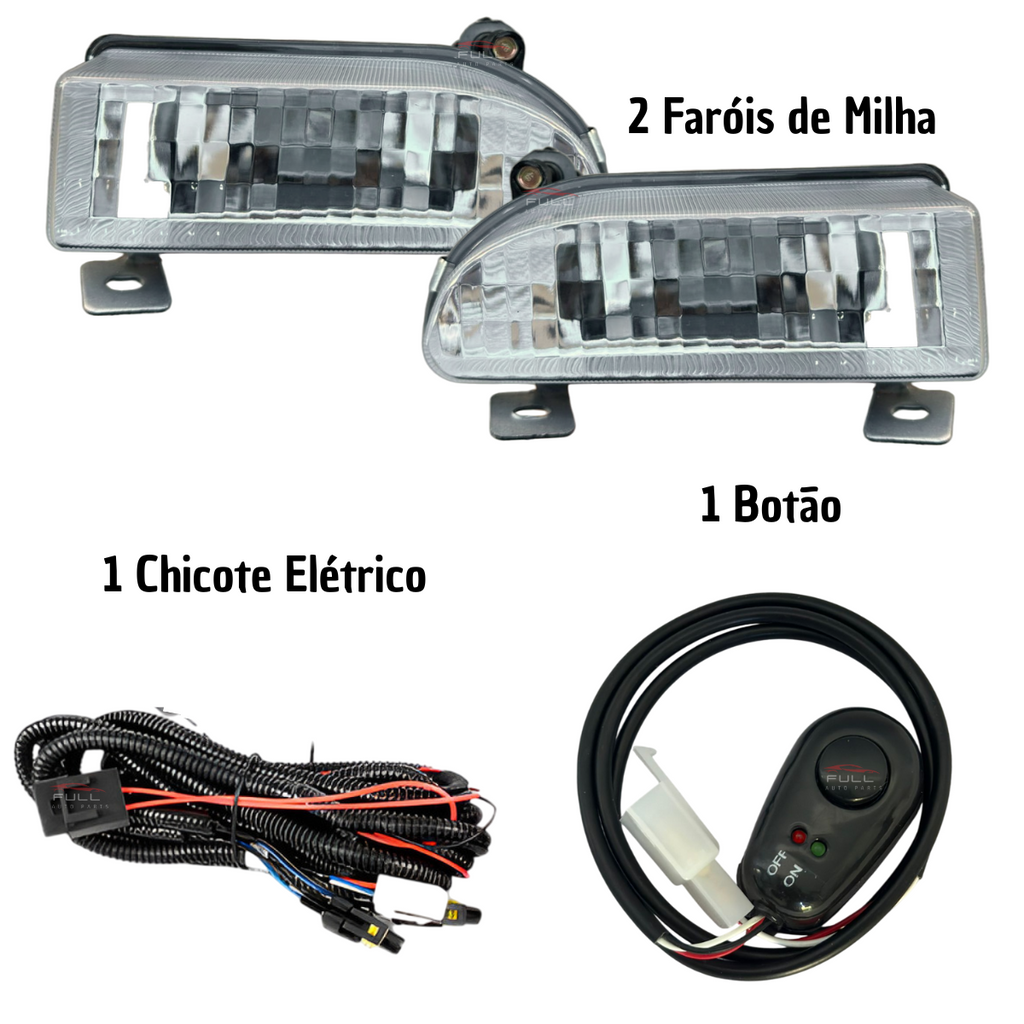 Kit Farol de Milha Gol G2 1995 a 2000 Botão Universal Sem Moldura