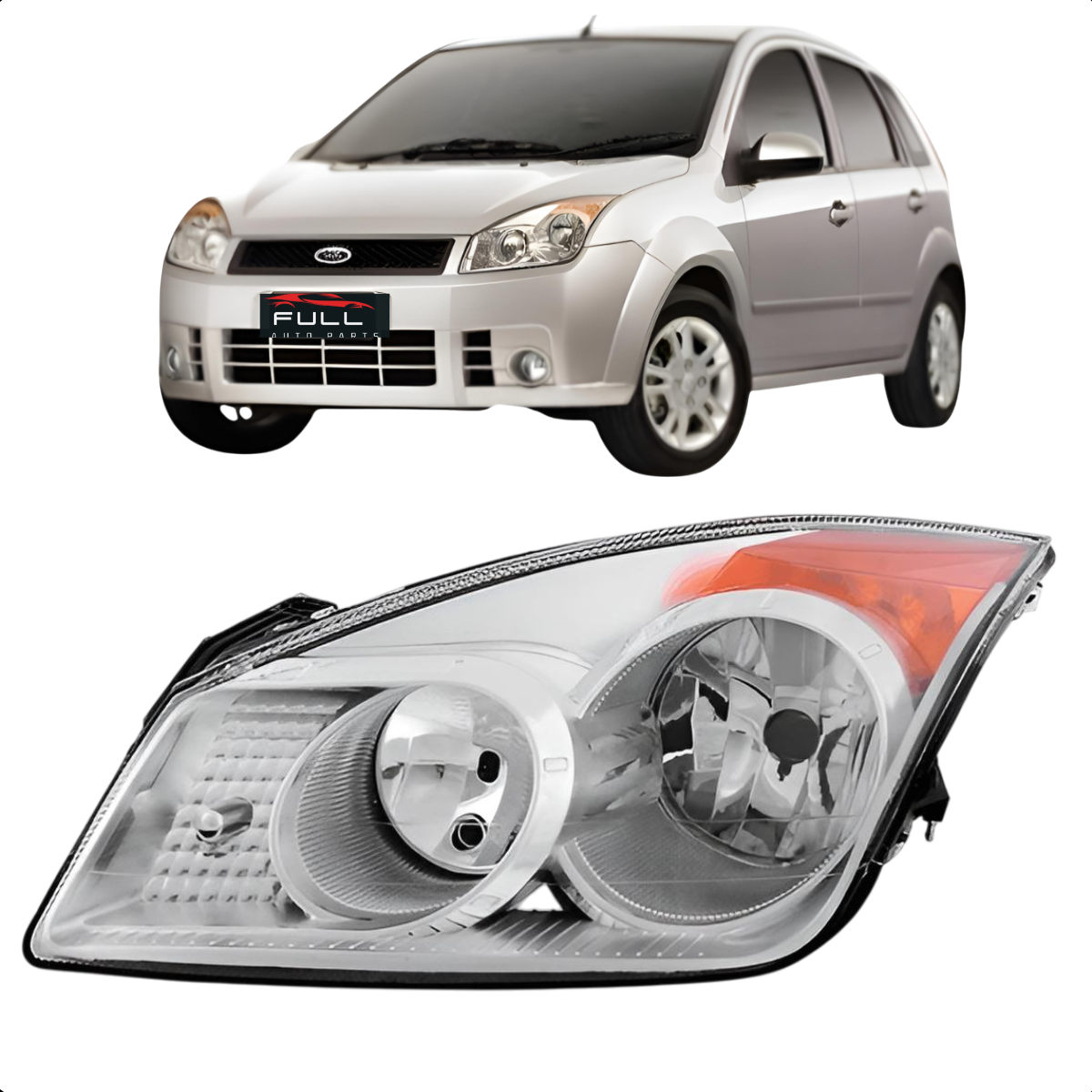 Farol Dianteiro Esquerdo Ford Fiesta 2008 2009 2010 Cromado