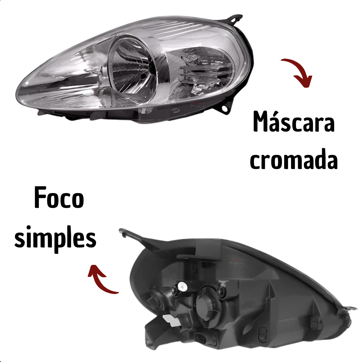 Farol Fiat Punto 2007 2008 2009 2010 2011 2012 Cromado LE