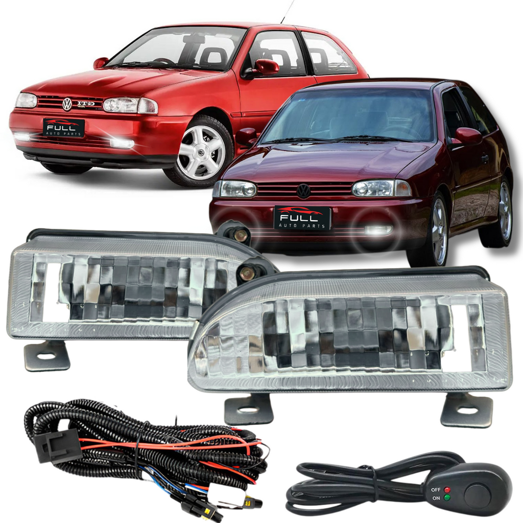 Kit Farol de Milha Gol G2 1995 a 2000 Botão Universal Sem Moldura