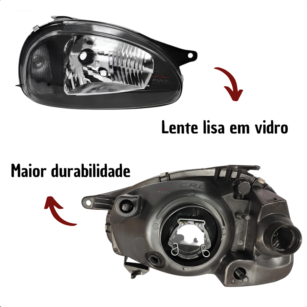 Farol Masc Negra Direito Corsa 1994 a 2002 Classic 03 a 2010
