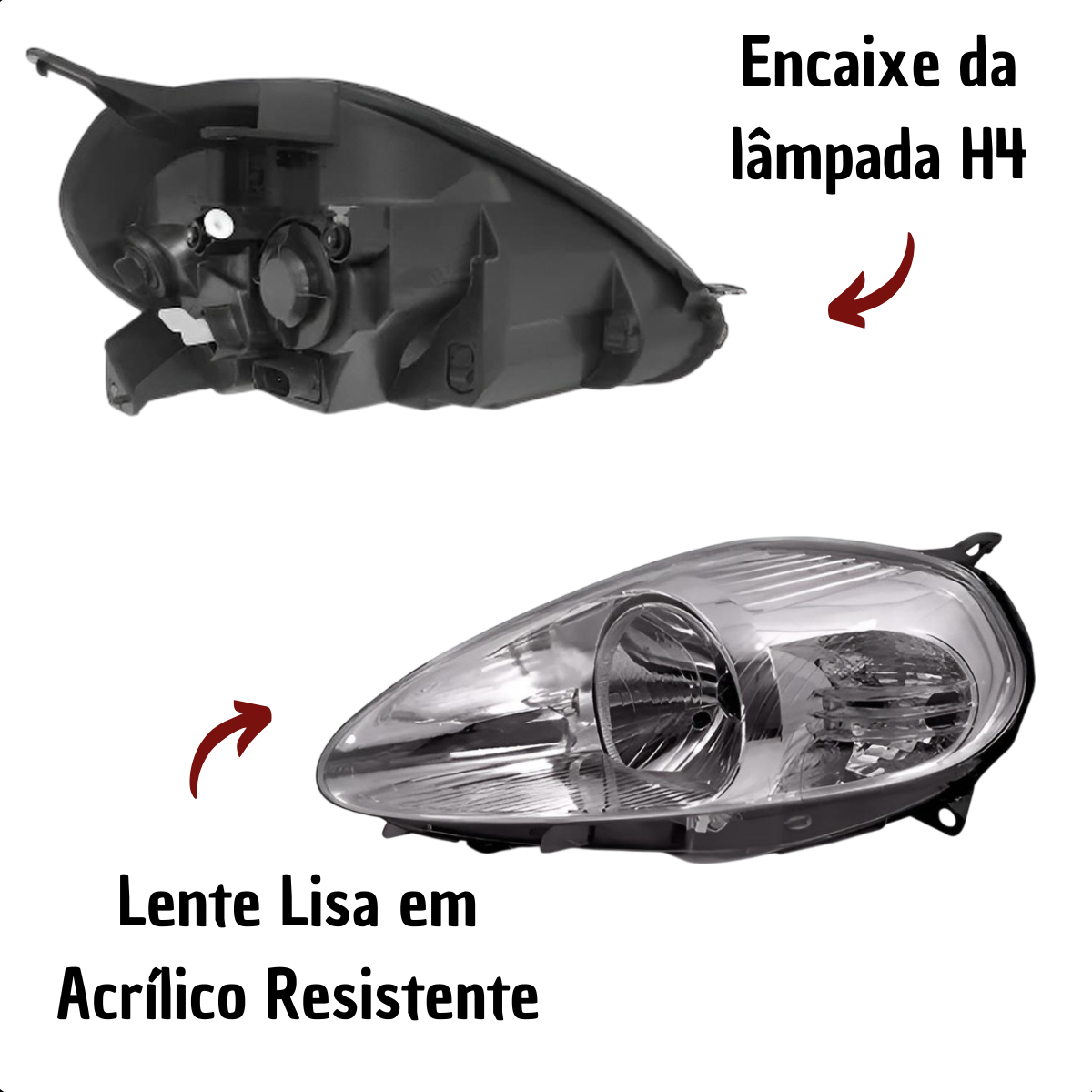 Farol Fiat Punto 2007 2008 2009 2010 2011 2012 Cromado LE