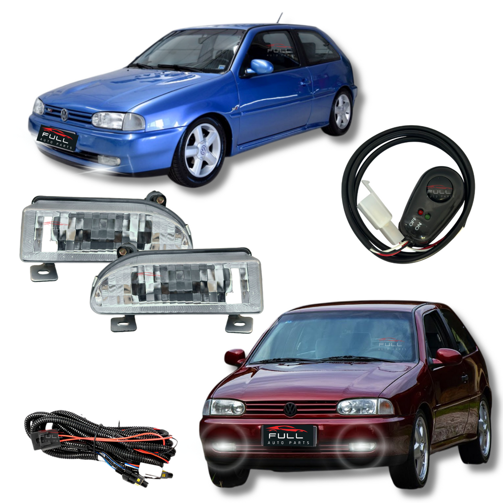 Kit Farol de Milha Gol G2 1995 a 2000 Botão Universal Sem Moldura
