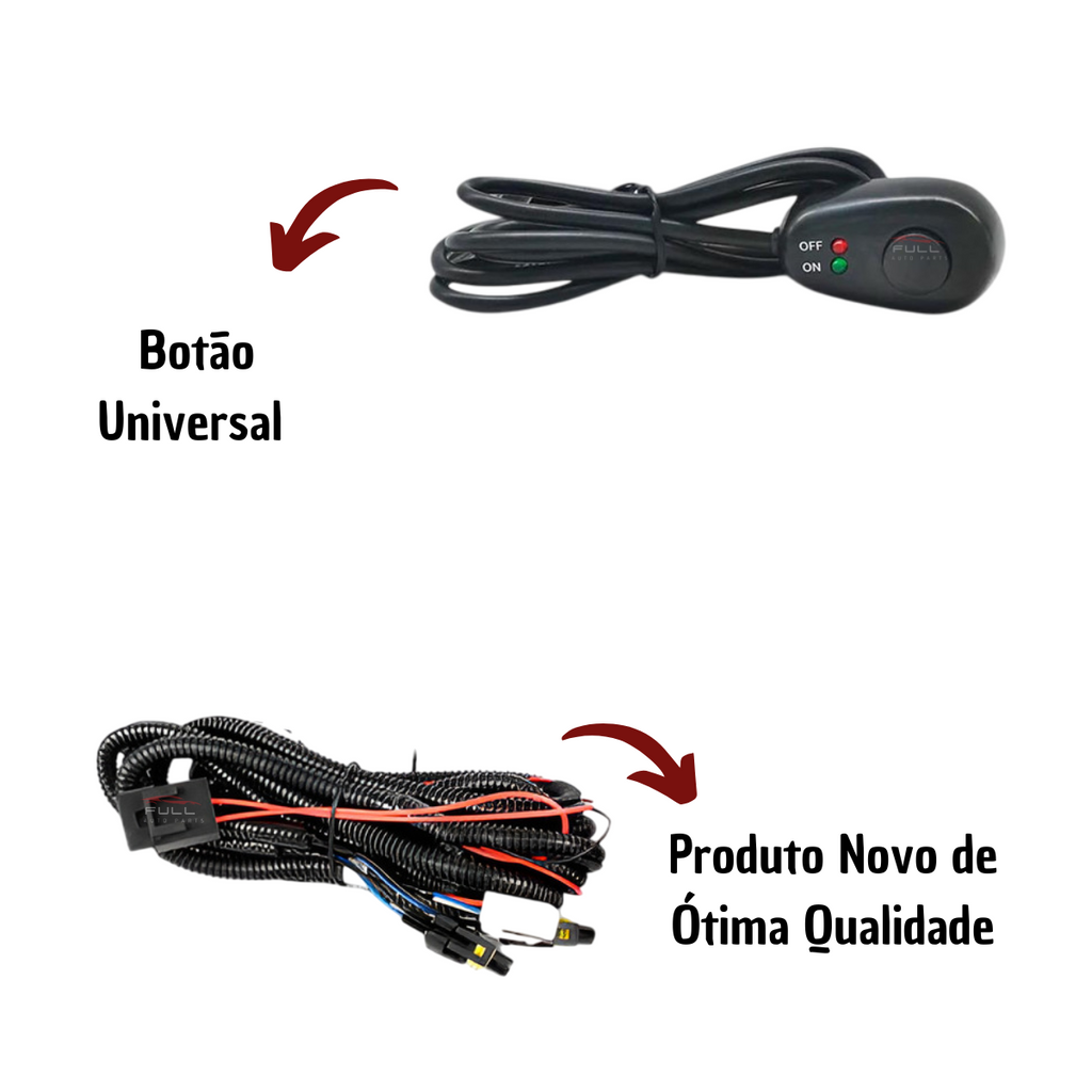 Kit Farol de Milha Gol G2 1995 a 2000 Botão Universal Sem Moldura