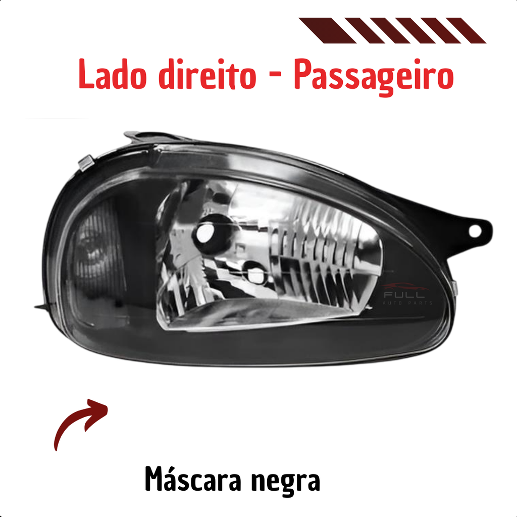 Farol Masc Negra Direito Corsa 1994 a 2002 Classic 03 a 2010