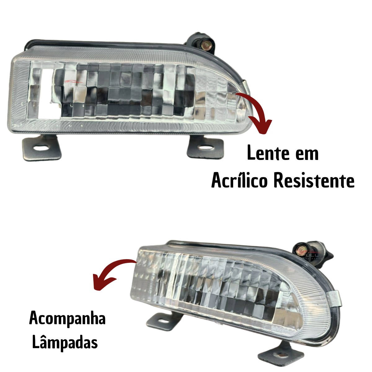 Kit Farol de Milha Gol G2 1995 a 2000 Botão Universal Sem Moldura