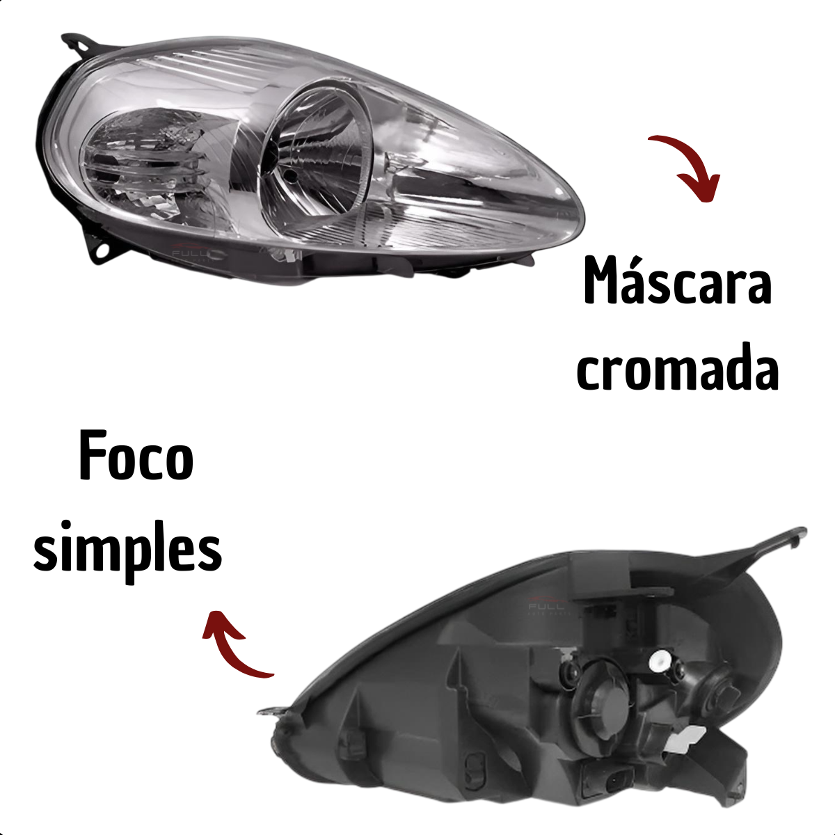 Farol Fiat Punto 2007 2008 2009 2010 2011 2012 Cromado LD