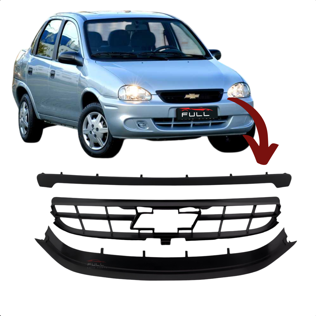 Grade Radiador Central 3 Peças Corsa Classic 2009 2010