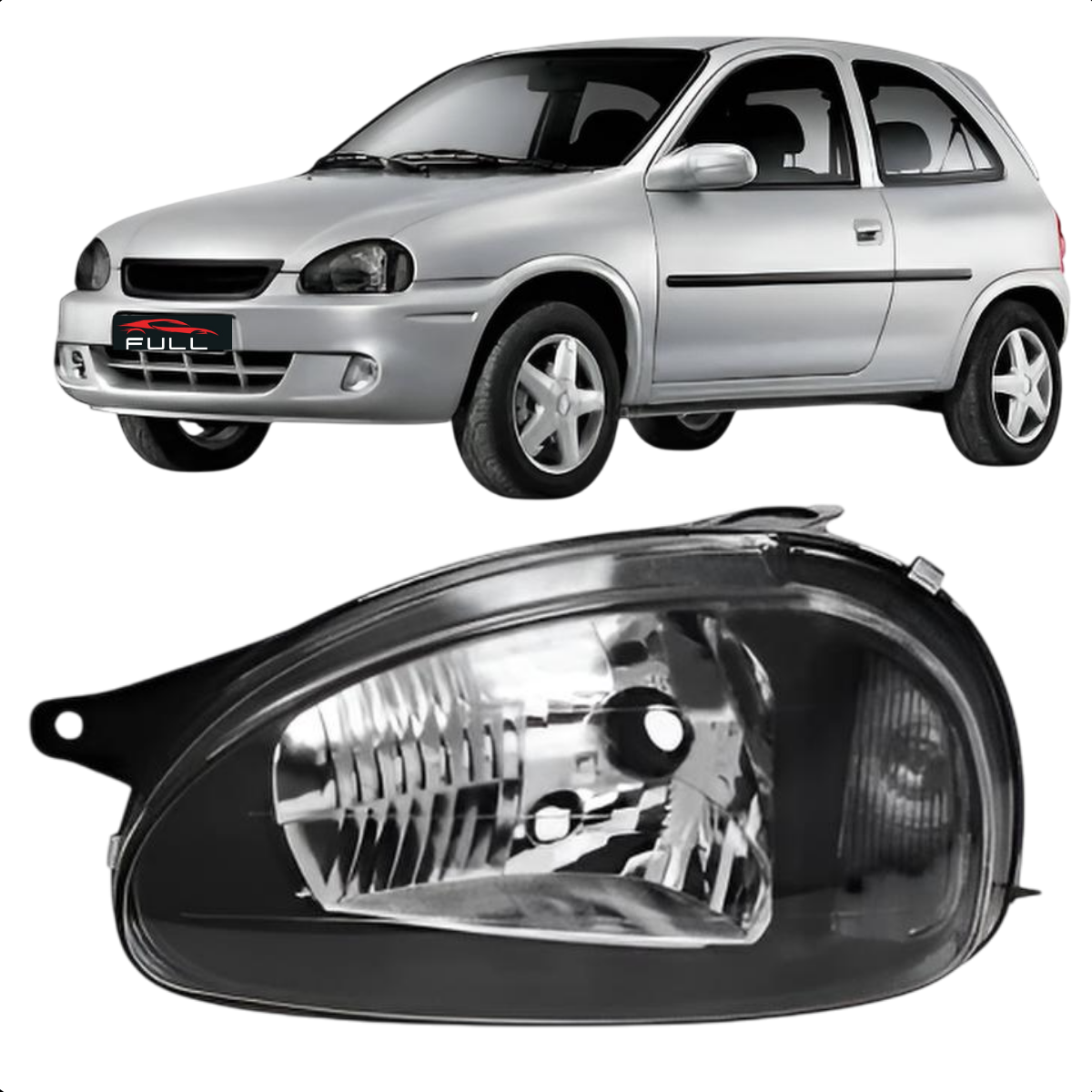 Farol Masc Negra Esquerdo Corsa 94 a 2002 Classic 03 a 2010