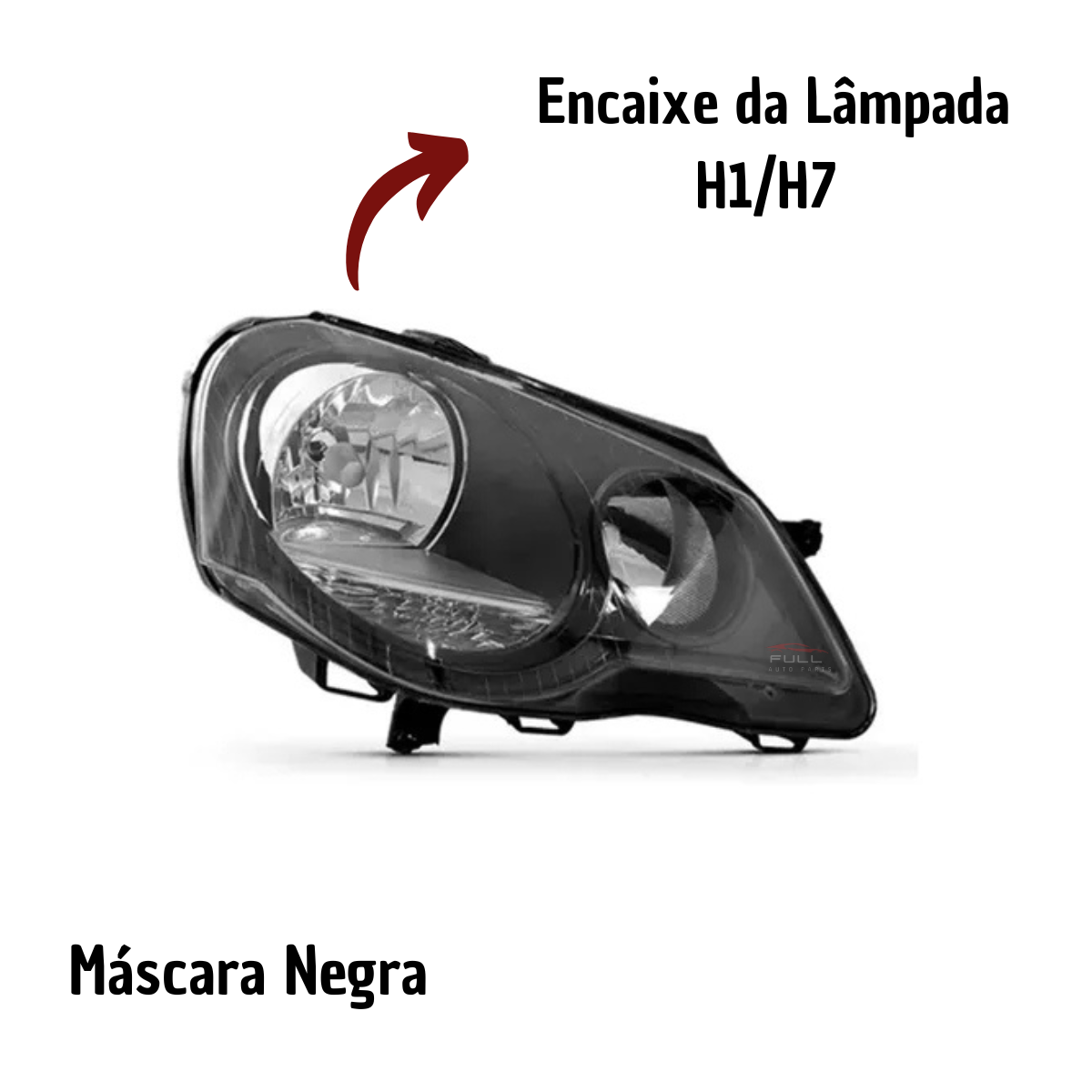 Farol Polo 2007 2008 2009 2010 a 2012 Mascara Negra LD
